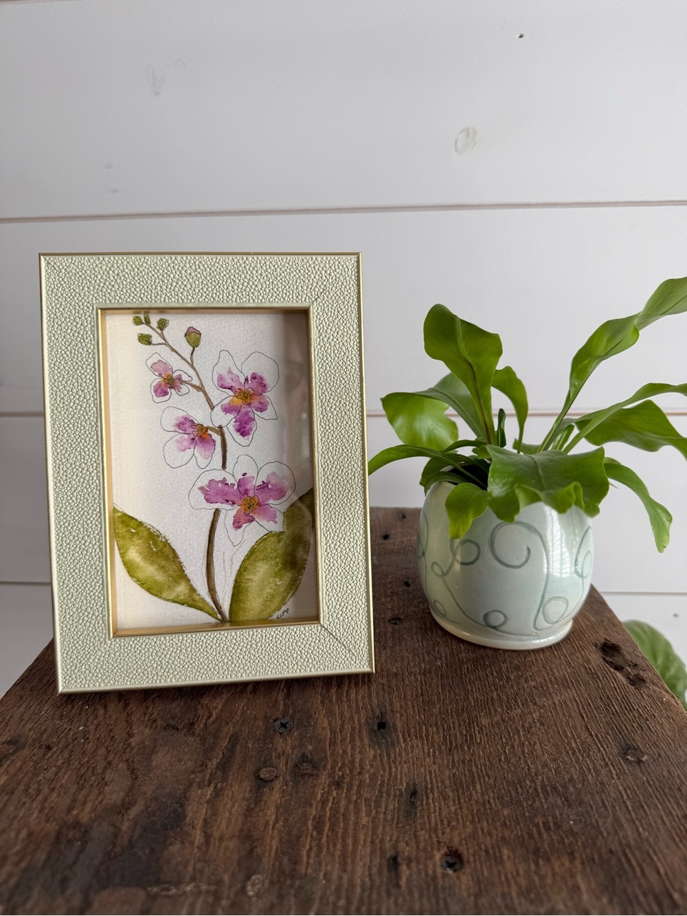 Hand Crafted watercolor original 4x6 framed